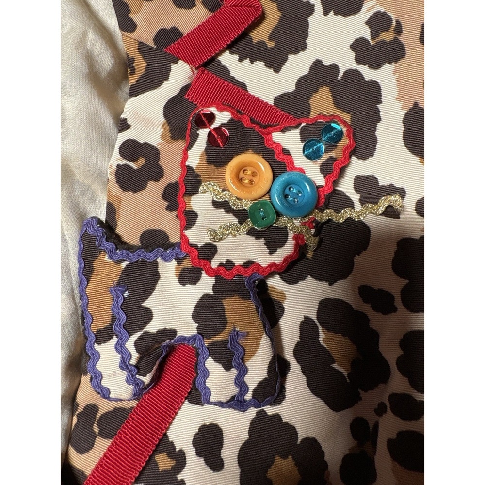 Moschino Cheap & Chic Leopard Print Red Trim Cat Buttons Appliqué Blazer Sz 10 - Picture 5 of 16